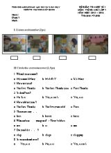 Đề kiểm tra cuối học kỳ I môn Tiếng Anh Lớp 3 Năm học 2015-2016 - Trường TH Kiến Quốc